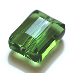 Зеленый лайм Имитация Австрийские кристаллические шарики, класс AAA, граненые, прямоугольные, зеленый лайм, 8x9.5x5 мм, отверстие : 0.9~1 мм