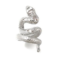 Платина Латунные микро проложить кубического циркония бусы, змея, долговечный, платина, 22.5x12.5x11.5 мм, отверстие : 3.5x6 мм