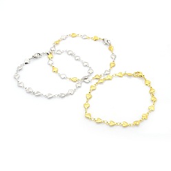 (52) Непрозрачная лаванда Повседневный стиль 304 из нержавеющей стали сердце звено цепи браслеты, с карабин-лобстерами , разноцветные, 7-1/2 дюйм (190 мм), 5.5x2 мм