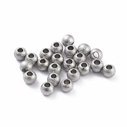 Нержавеющая Сталь Цвет 304 текстурированные бусины из нержавеющей стали, круглые, цвет нержавеющей стали, 4x3 мм, отверстие : 1.6 мм