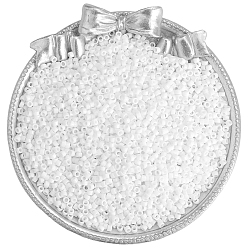 Снежный Стеклянный бисер непрозрачных цветов, плоско-круглые, снег, 2 мм, о 1100 шт / комплект