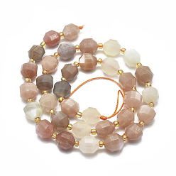 Multi-Moonstone Natural Multi-Moonstone Beads Strands, Faceted, Round, 9~10mm, Hole: 1mm, about 31~33pcs/Strand, 14.5 inch~15.9 inch(37~40.5cm)
