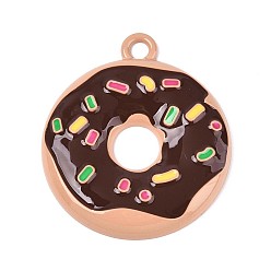 Кокосово-Коричневый Большие подвески из сплава, окрашенные распылением, и эмалевые, пончик, без кадмия, без никеля и без свинца, кокосового коричневый, 57x49.5x6 мм, отверстие : 5 мм