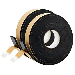 Черный 2 рулоны прочной самоклеящейся ленты из вспененного ЭВА для дверей и окон, уплотнительная полоса для предотвращения столкновений, чёрные, 4.1x0.6 см, 5 м / рулон
