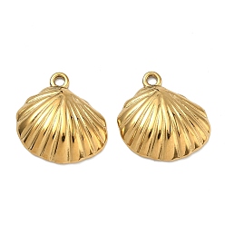 Shell Shape Тема Ocaen 304 подвески из нержавеющей стали, реальный 18 k позолоченный, формы раковины, 18x19x4 мм, отверстие : 1.8 мм