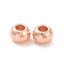 Rose Gold 304 Stainless Steel Beads, Round, Rose Gold, 4x3mm, Hole: 2mm