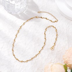 Золотой 304 из нержавеющей стали волна ссылку цепи ожерелья, золотые, 17.76 дюйм (45.1 см)