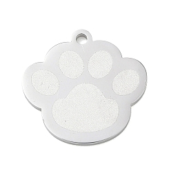 Stainless Steel Color 304 Stainless Steel Pendants, Paw Print Charms, Polishing, Stainless Steel Color, 21x21.5x1.5mm, Hole: 1.9mm