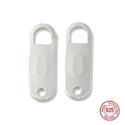 Silver 925 Sterling Silver Links, Chain Tabs, with 925 Stamp, Silver, 11x3.5x0.5mm, Hole: 1&1.3x1.3mm