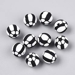 Football Бусины из полимерной глины , игры с мячом, футбол, 8 мм, отверстие : 1.4~1.6 мм