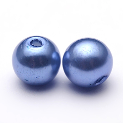 Royal Blue Imitation Pearl Acrylic Beads, Dyed, Round, Royal Blue, 8x7.5mm, Hole: 2mm, about 1900pcs/pound