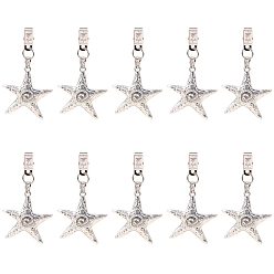Mixed Color Tablecloth Pendants, with Iron Clips, Iron Jump Rings and Tibetan Style Alloy Big Pendants, Starfish, Mixed Color, 76x66.5x4mm, Hole: 5.5mm