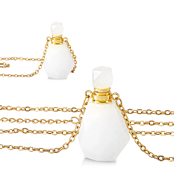 Cristal de cuarzo Colgante de frasco de perfume facetado de cristal de cuarzo natural 304 Collares de cadena de cable de acero inoxidable, dorado, 18.90 pulgada (48 cm)
