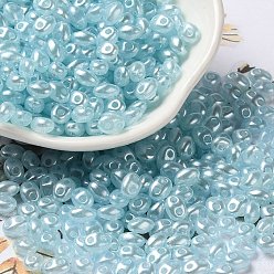 Light Blue Opaque ABS Beads, Double Hole, Oval, Light Blue, 6x4.5x3.3mm, Hole: 1.2mm, about 14516pcs/500g