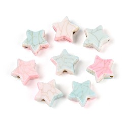 Бирюза Хрустящие непрозрачные акриловые бусины, имитация бирюзовый, звезда, два тона, бирюзовые, 10x11x4.5 мм, отверстие : 1.6 мм