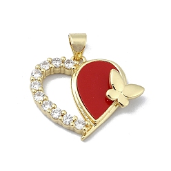 Сердце Латунные микропаве прозрачные подвески с фианитом, без кадмия и без свинца, с синтетическими бирюзовый, реальный 18 k позолоченный, сердце, 19x23.5x5 мм, отверстие : 4x3.5 мм