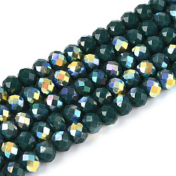 Темно-серый Нити из непрозрачных стеклянных бусин-ронделей с цветным покрытием ab, граненые, темно-серый, 4.5x3.5 мм, отверстие : 0.7~1 мм, около 108~116 шт / нитка, 14.76~16.73'' (37.5~42.5 см)