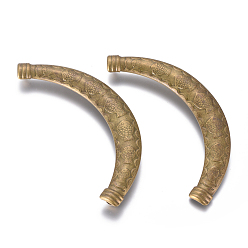 Antik Bronze Eisenrohr gebogen Links, Rohr mit Fischmuster geschnitzt, Antik Bronze, 120x50x2 mm, Bohrung: 5 mm