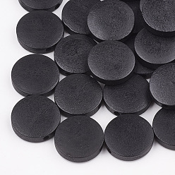 Черный Бусины из натуральной груши, окрашенные, плоско-круглые, чёрные, 15x4 мм, отверстие : 1.8 мм