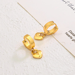 Золотой Элегантные серьги-кольца из нержавеющей стали в форме сердца, золотые, 25x10 мм