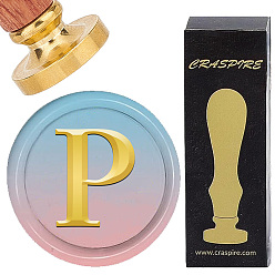 Letter P Латунная восковая печать с деревянной ручкой, для diy scrapbooking, Письмо P, 25 мм