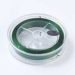 Vert Chaîne de cristal élastique plat, fil de perles élastique, pour la fabrication de bracelets élastiques, verte, 1x0.5mm, environ 87.48 yards (80m)/rouleau