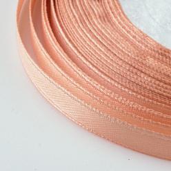 Легкий Лосось Высокая плотная атласная лента с одним лицом, полиэфирные ленты, светлый померанцевый, 1/4 дюйм (6~7 мм), около 25 ярдов / рулон, 10 рулоны / группа, о 250yards / группа (228.6 м / группа)