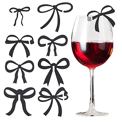 Черный 32шт. 8 стили непрозрачный акриловый кабошон для винного бокала, форма банта, чёрные, 34~51.5x49~59.5x2 мм, 4 шт / стиль
