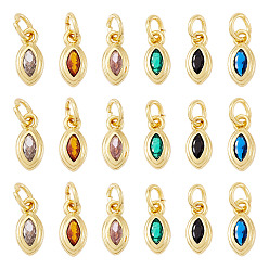 (52) Непрозрачная лаванда 20 кулоны из латуни с микрочастицами и кубическим цирконием., с прыжковых колец, Очарование лошадиных глаз, без кадмия и без свинца, долговечный, стойки покрытие, реальный 18 k позолоченный, разноцветные, 10x5x2 мм, отверстие : 3 мм
