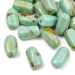 Аквамарин Двухцветные непрозрачные акриловые бусины, имитирующие драгоценные камни, самородки, аквамарин, 24.5~25x14x15 мм, отверстие : 2 мм, Около 138 шт / 500 г