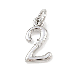 Платина Латунные микропаве прозрачные кубические циркониевые подвески, число 2, с целью перехода в кольце, без кадмия и без свинца, стойки покрытие, долговечный, платина, 14~15x4.5~11x2 мм, отверстие : 3 мм