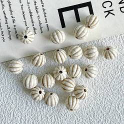 Тыква Синтетические шарики Говлит, для изготовления ювелирных изделий, цветочный белый, тыква, 11 мм, отверстие : 2 мм