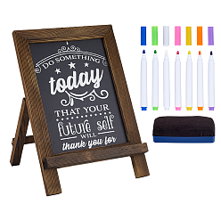 Coconut Brown Rectangle Wood Desktop Blackboard, with Blackboard Eraser and Pen, Coconut Brown, 358x242x59mm