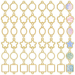 Золотой 48 шт. 6 стили цинковый сплав открытая задняя рамка соединительные подвески, для diy уф смолы, эпоксидная смола, Прессованные цветочные украшения, разнообразные, золотые, 16.5~17.5x10~12x1.5 мм, отверстие : 1.5~1.7 мм, 8 шт / стиль