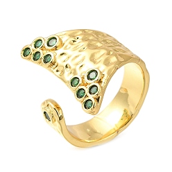 Средний Морско-зеленый Кольца-манжеты в форме рыбьего хвоста с покрытием из латуни с микропаве из кубического циркония для женщин, без кадмия и без свинца, долговечный, реальный 18 k позолоченный, средний морской зеленый, внутренний диаметр: 17 мм