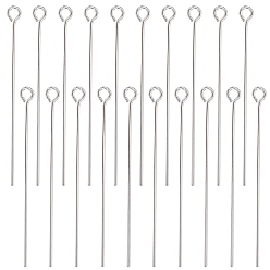 Silver 30Pcs 925 Sterling Silver Eye Pins, 1Pc Suede Fabric Square Silver Polishing Cloth, Silver, 30x3mm, Pin: 0.5mm