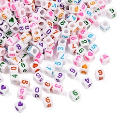 (52) Непрозрачная лаванда Непрозрачные акриловые бусины, кубические, разнообразные, разноцветные, 6x6.5x6 мм, отверстие : 3.5 мм, Около 3000 шт / 500 г