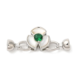 Платинированный Застежки-бабочки из латуни с цветочным узором, без кадмия, без никеля и без свинца, со стеклом, долговечный, Реальная платина, 37 мм, отверстие : 5.5 мм