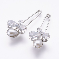 Платина Железная защитная брошь, со степенью горный хрусталь и смолы, платина, 62x12.5 мм