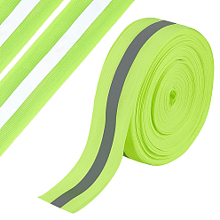 Green Yellow Reflective Polyester Ribbons, Clothes Accessories, Green Yellow, 2 inch(50mm)