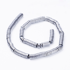 Platinum Plated Electroplate Non-Magnetic Synthetic Hematite Beads Strands, Heishi Beads, Flat Round/Disc, Platinum Plated, 8x2mm, Hole: 1mm, about 188pcs/strand, 15.4 inch(39.3cm)