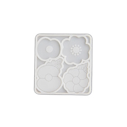 Цветок Силиконовые формы, формы для брошей, формы для литья гипсовой смолы, белые, цветок, 76x72x4.5 мм