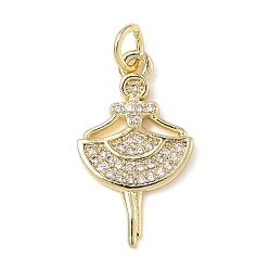 Прозрачный Латунные микро проложить кубического циркония подвески, без кадмия и без свинца, девушка, с целью перехода в кольце, реальный 18 k позолоченный, прозрачные, 21x12x2 мм, отверстие : 3 мм