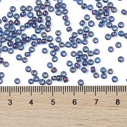 (381) Inside Color Aqua/Oxblood Lined TOHO Round Seed Beads, Japanese Seed Beads, (381) Inside Color Aqua/Oxblood Lined, 8/0, 3mm, Hole: 1mm, about 1110pcs/50g