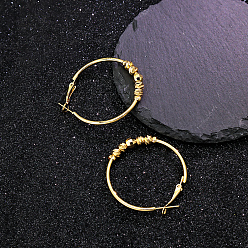 Настоящее золото 18K Модная 201 серьги нержавеющей стали обручем, реальный 18 k позолоченный, 45x40 мм