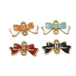 Mixed Color 304 Stainless Steel Connector Charms, with Enamel, Bowknot Links, Mixed Color, 8.5x16.5x2mm, Hole: 1.2mm