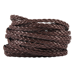 Кокосово-Коричневый 5м 3-слойный шнур из искусственной кожи с плетением, кожаный шнур ювелирных изделий, ювелирные изделия diy шнур, плоский, кокосового коричневый, 5 мм, около 5.47 ярдов (5 м) / комплект