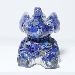 Ляпис-Лазурь Украшения для выставки товаров из смолы, с натуральной крошкой ляпис-лазури, фигурка слона, украшение для дома по фэн-шуй, 50x50x75 мм
