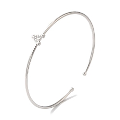 Letter A Браслеты на открытой манжете с прозрачным покрытием из латуни с микро-паве и кубическим цирконием, браслеты с крутящим моментом для женщин, платина, без свинца и без кадмия, буква a, внутренний диаметр: 1-7/8x2-1/4 дюйм (4.8x5.8 см)