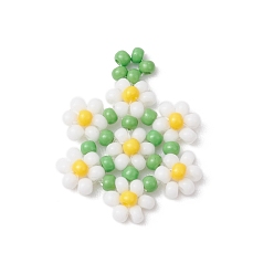 Белый Бисер бисерные подвески, цветок подвески, белые, 23x18x3 мм, отверстие : 1.5 мм